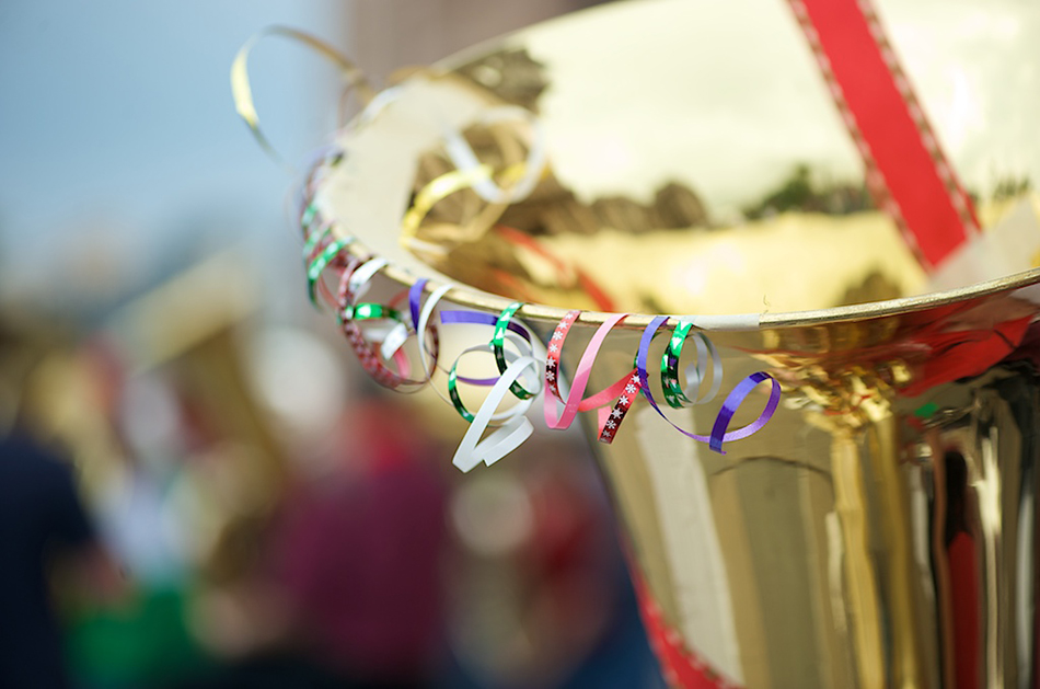 tuba with tinsel