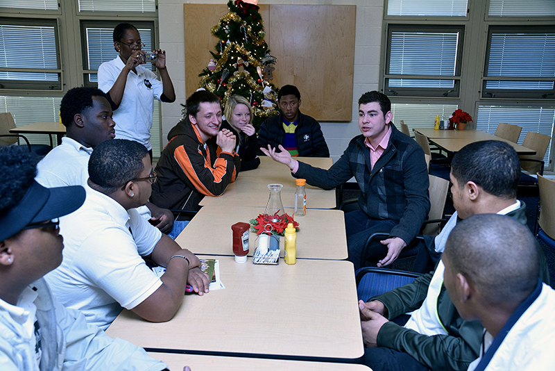 students at table