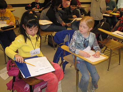 Kids taking test