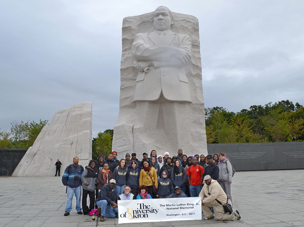 UA trip participants gather at the Martin Luther King Jr. National Memorial in Washington, D.C.