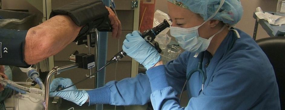 A nurse at work in an operating room