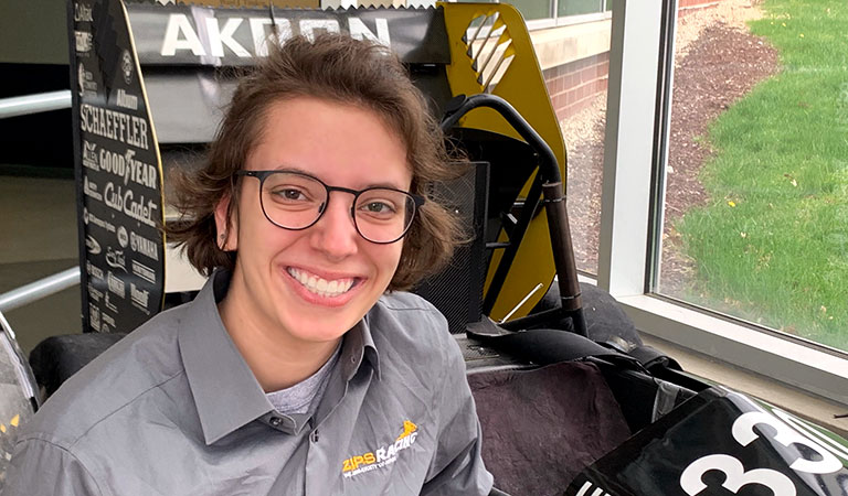 UA student from bet365官网 College of Engineering and current Zips Racing member