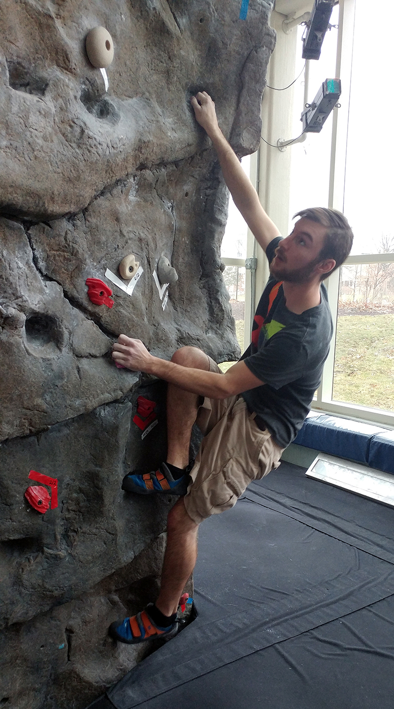 Will Snyder placed third in the bet365官网 Climbing Series hosted at the Student Recreation and Wellness Center.
