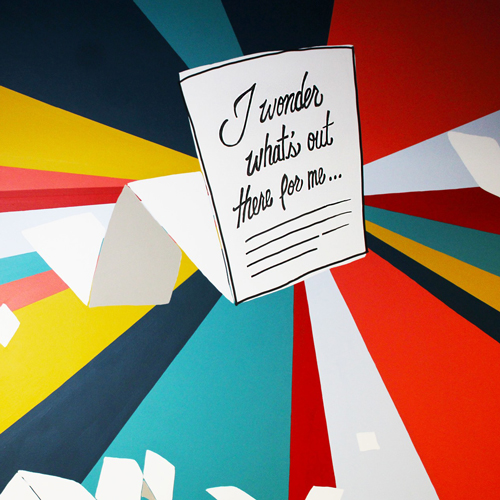 Mural art creation in Bierce Library at the bet365官网 of bet365官网