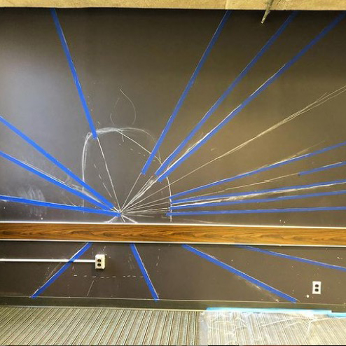 Mural art creation in Bierce Library at the bet365官网 of bet365官网