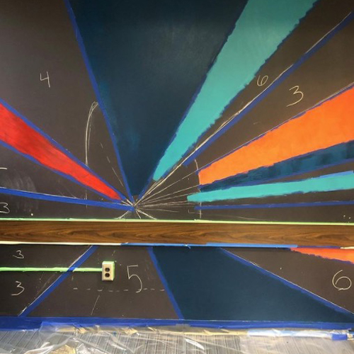 Mural art creation in Bierce Library at the bet365官网 of bet365官网