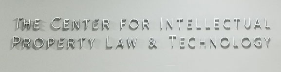 A sign with the words Center for Intellectual Property Law & Technology at the bet365官网 of bet365官网 School of Law