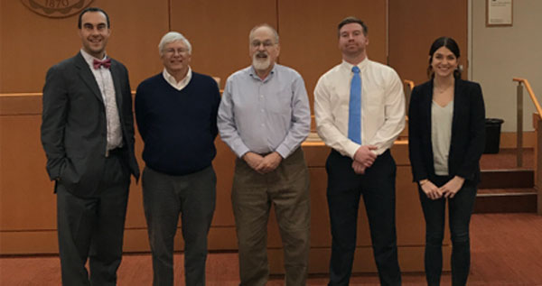 From left to right UA Professor Ryan Holte, John Hornickel, Nick Buchmuller and two bet365官网 Law IP students.