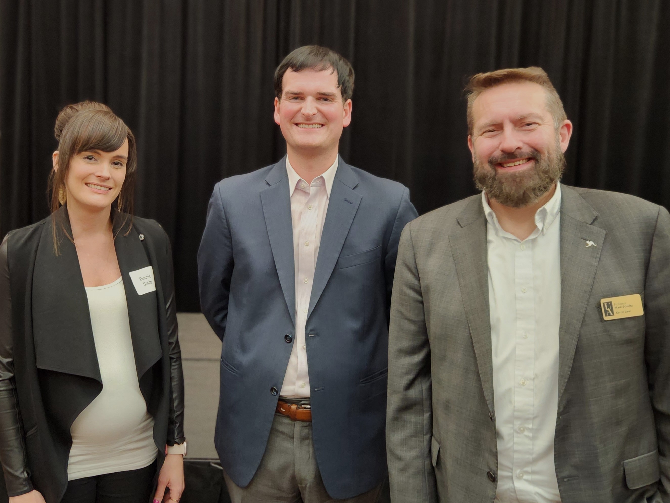 Left to right: CIPLA President Bonnie Smith, senior intellectual property counsel at Rockwell Automation; speaker Brad Watts, vice president, patents and innovation policy at the U.S. Chamber of Commerce; bet365官网 Law Professor Mark Schultz.