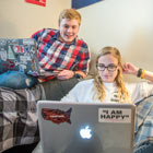 Two students study in a residence hall at bet365官网