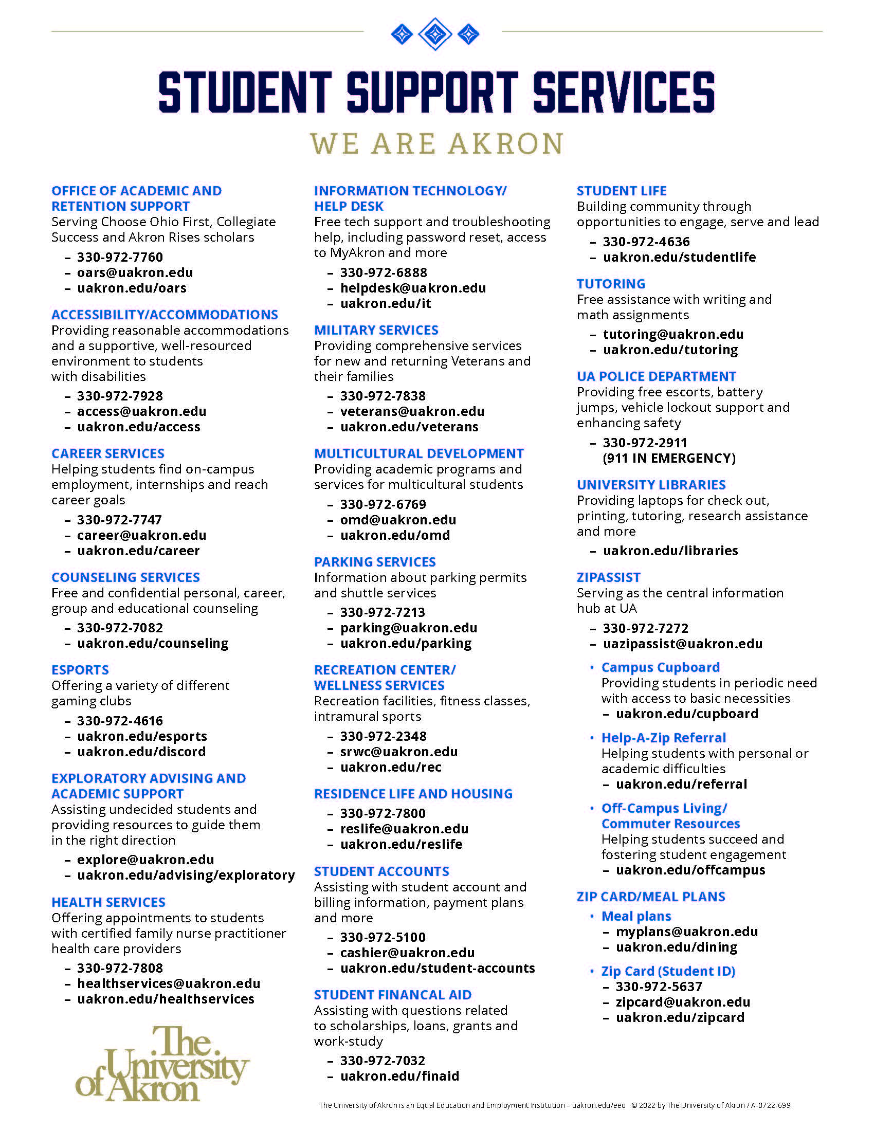 Student support services directory at the bet365官网 of bet365官网